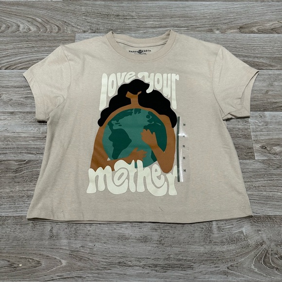 Tops - Happy Earth “Love Your Mother” 🌏 Graphic Cropped T-Shirt